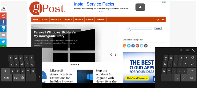 Tip om Windows 10: Opdel skærmtastaturet i tablettilstand