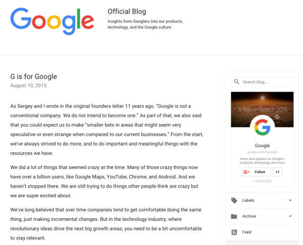 google rebranding meddelelsesbrev