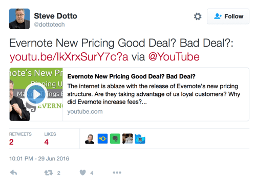 steve dotto tweet med youtube-link