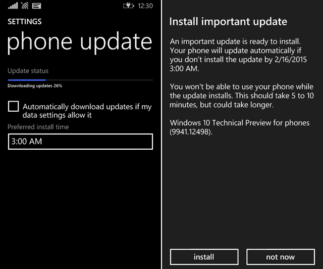 Installer Windows 10 teknisk eksempelvisning til telefoner