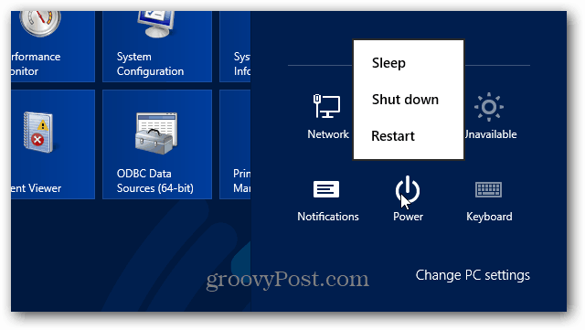 Tænd / sluk-knap Windows 8