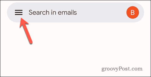 Tryk på Gmail-menuikonet i Gmail mobil