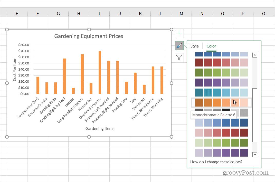 Skift farvestil søjlediagram Excel