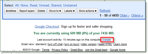 hvordan man får adgang til nylige detaljer om gmail-aktivitet