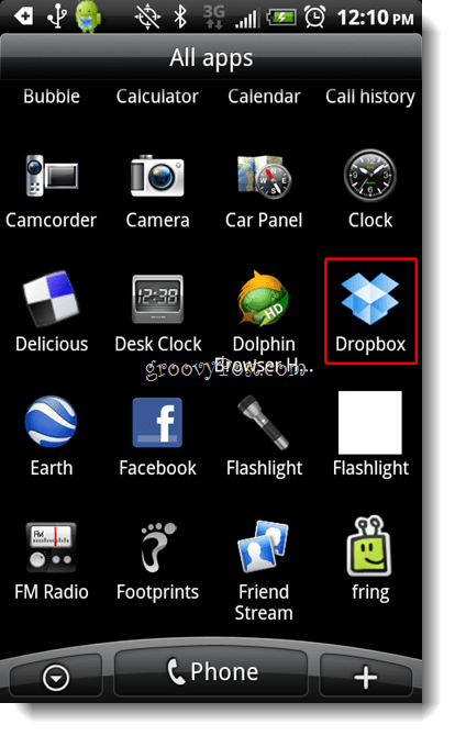 Android Dropbox Start Dropbox ikon