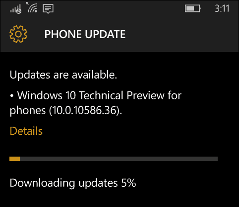 Windows 10 Mobil-opdatering 10586-36