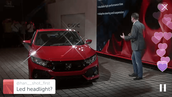 Honda brugte Periscope til at afsløre deres 2017 Civic SI prototype.
