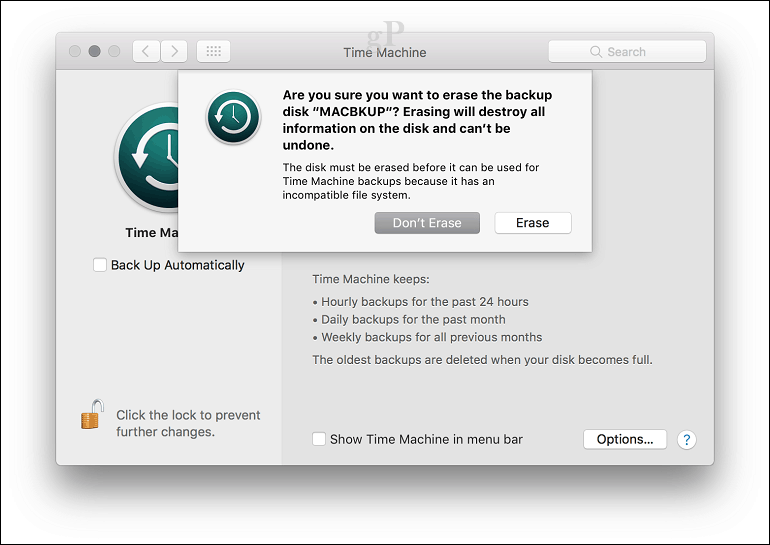 Sådan konfigureres en Time Machine Backup i macOS