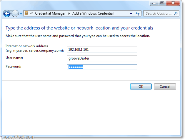 tilføj en netværksressource til Windows 7-hvælvingen