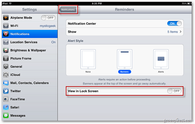 Apple iOS 5: Deaktiver meddelelser fra visning på låseskærmen