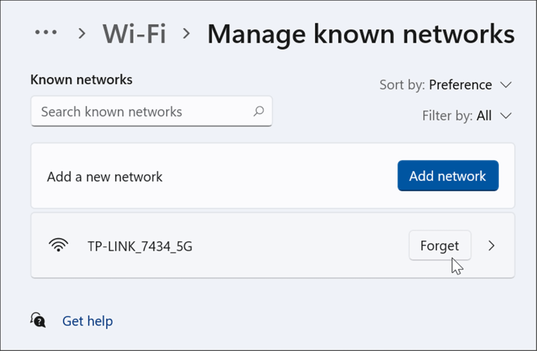 glem et wi-fi-netværk på Windows 11