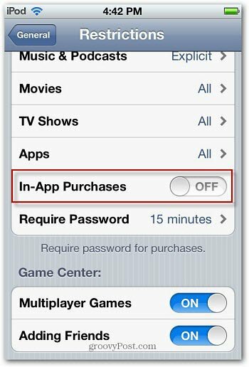Sådan deaktiveres køb i appen i iPhone / iPod Touch