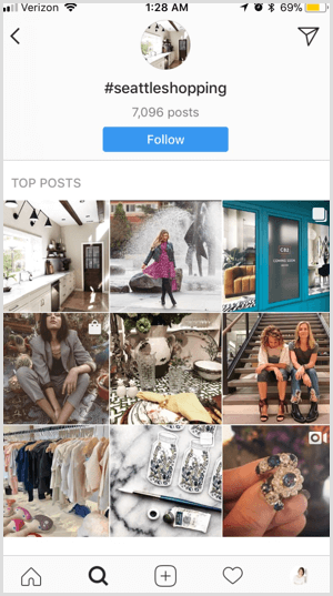 Instagram følg hashtag-funktion