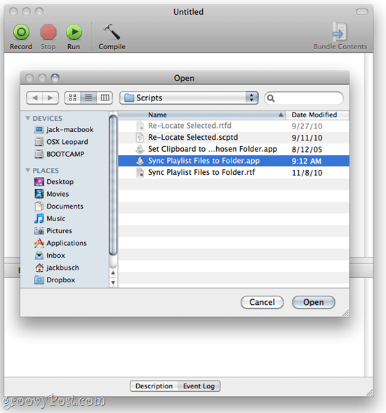 AppleScript Editor - SugarSync og iTunes