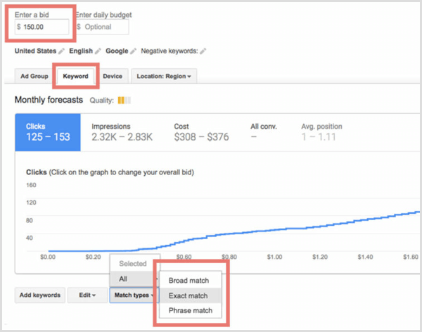 Google Keyword Planner gennemgangsplan