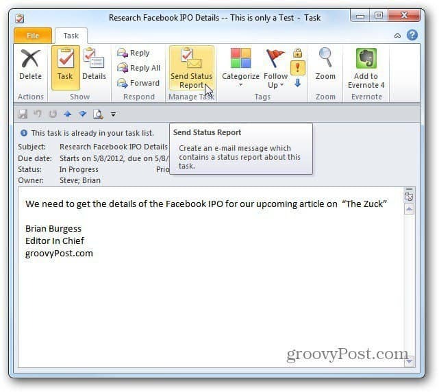 Sådan tildeles man opgaver i Outlook 2010