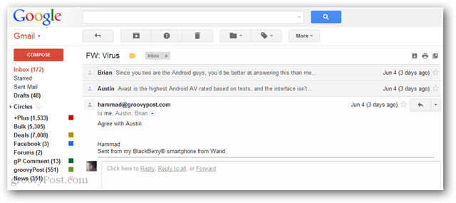 Sådan aktiveres Gmail-lignende samtalevisning i Thunderbird