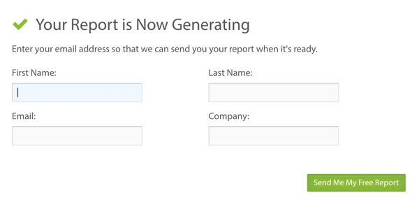 Udfyld nogle yderligere detaljer, og klik derefter på knappen for at generere din Simply Measured-rapport.