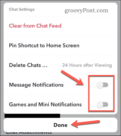 Deaktiver chatmeddelelser på Snapchat