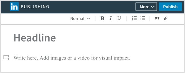LinkedIn-publiceringsværktøj til skrivning af langformede artikler