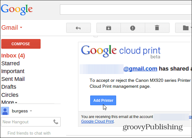 Sådan deles din printer via Google Cloud Print