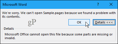 Kan ikke åbne Pages-dokument i Word