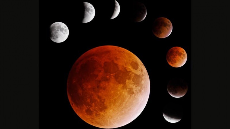 Formørkelsen opleves ved at se månen falde i skyggen af ​​verden i forskellige farver med de reflekterede solstråler.