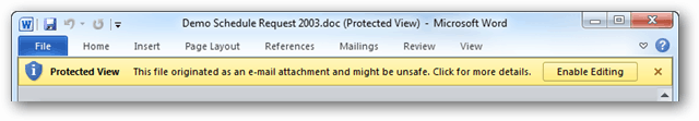 Deaktiver beskyttet visning for Outlook-vedhæftede filer