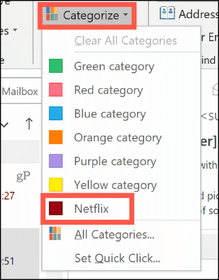 Indstil manuelt en farvekategori i Outlook