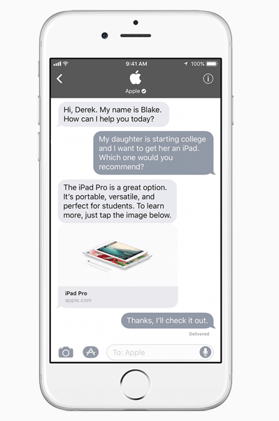 Apple introducerede Business Chat, en stærk ny måde for virksomheder at oprette forbindelse til kunder inden for iMessage.
