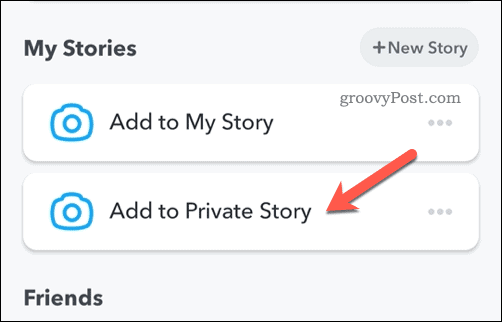 Føj til en privat Snapchat-historie