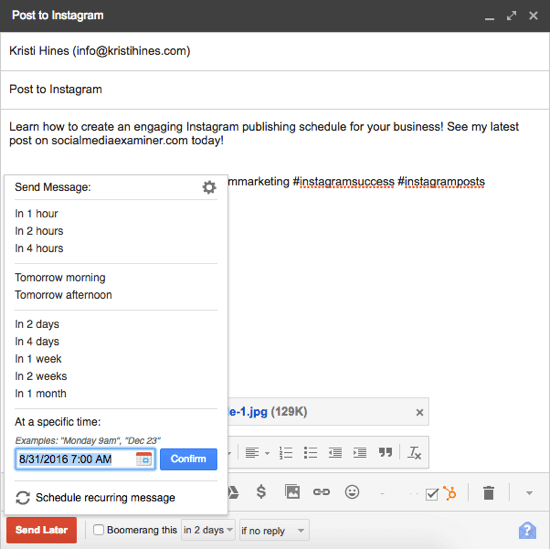 boomerang til Gmail-påmindelse