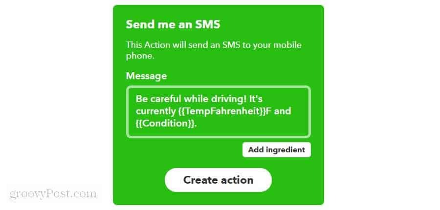 konfigurering af en sms-besked på ifttt