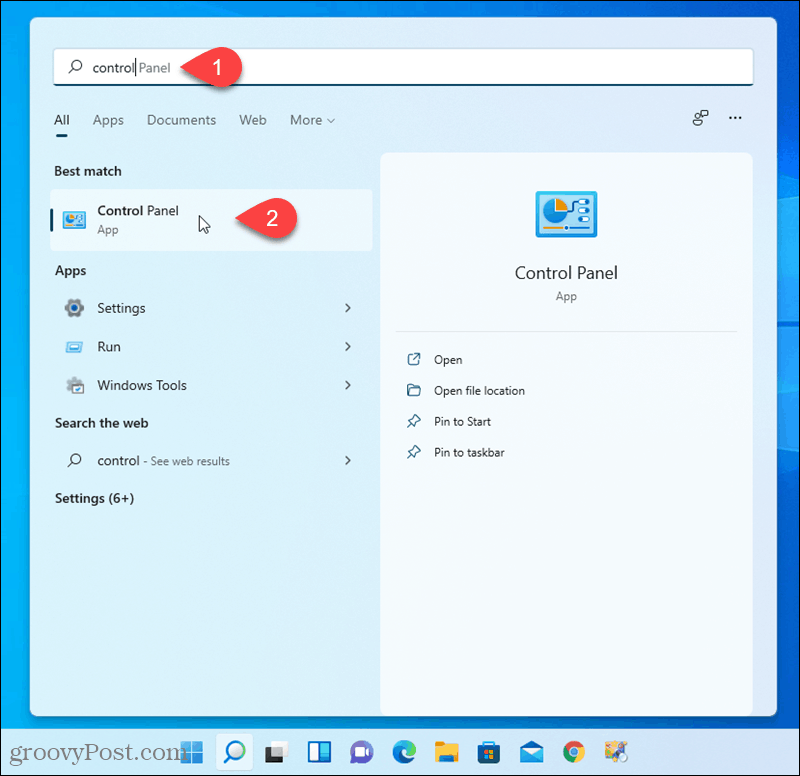Åbn kontrolpanelet i Windows 11
