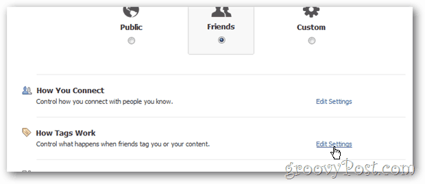 Facebook-privatliv - Konfigurer, hvordan tags fungerer