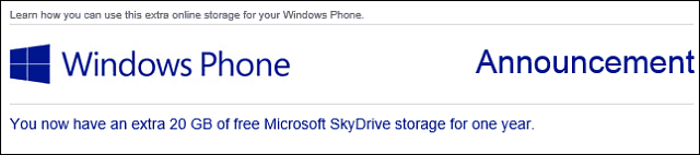Brugere af Windows Phone får 20 GB gratis SkyDrive-plads