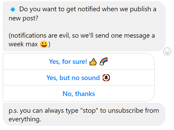 Du kan altid fravælge chatbot-meddelelser.