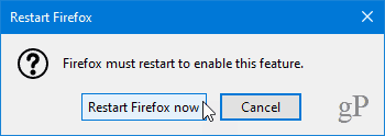 Genstart Firefox
