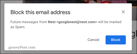 Bloker-knap i Gmail
