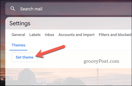 Indstil Gmail-tema-knap