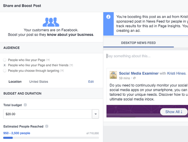 facebook del og boost branded indhold