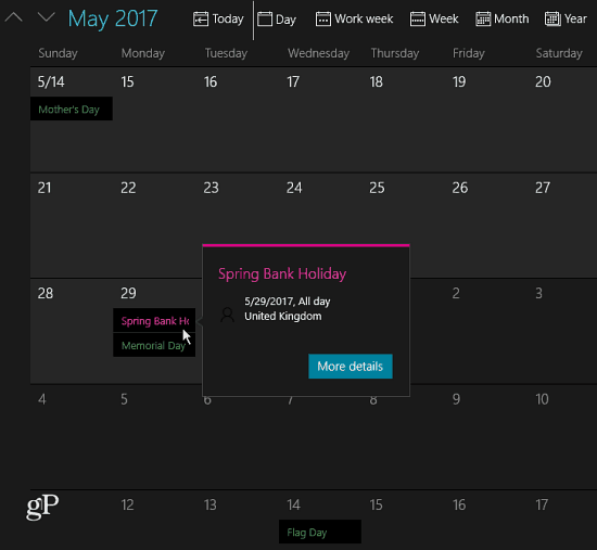 helligdage tilføjet til kalenderen