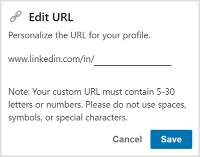 Rediger URL'en til din LinkedIn-profil.