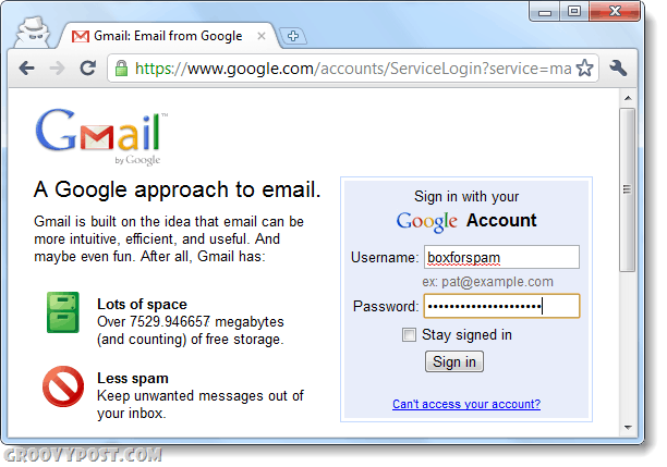 log ind på gmail en anden gang ved hjælp af inkognito til flere konton login