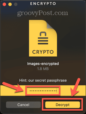knap til kryptering af dekryptering