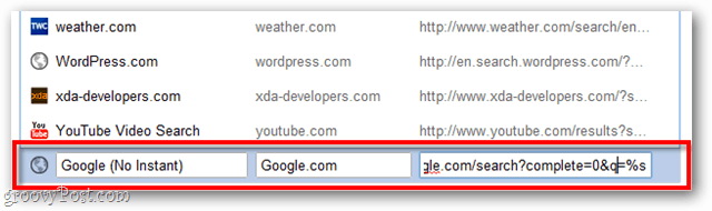 tilføj en søgemaskine til Google Chrome