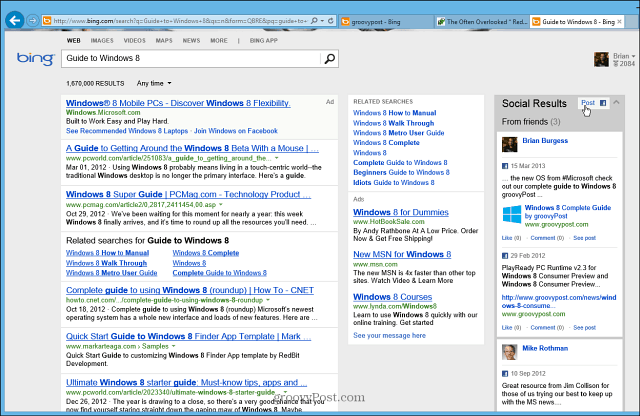 Microsoft forbedrer Bing Facebook Social Search Sidebar