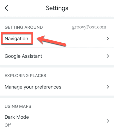 google maps navigationsindstillinger