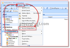 Billede om hvordan man gendanne slettede elementer i Outlook 2007