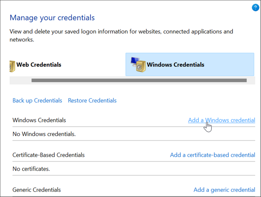 tilføje Windows-legitimationsoplysninger